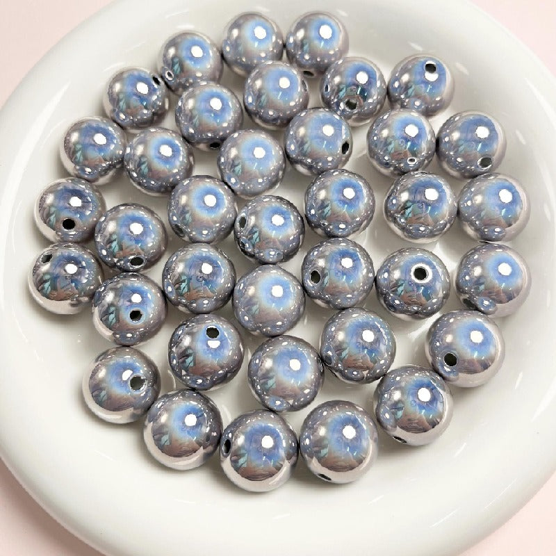 Laser Round Acrylic Beads 16mm Iridescent Glossy Colors 10pcs 6