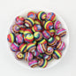Colorful 15mm Printed Round Silicone Beads with Flower Patterns 50pcs 2