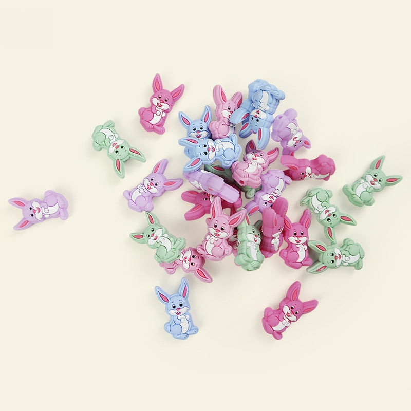 Silicone Focal Beads Rabbit Sitting Pose Long Ears 20pcs 3