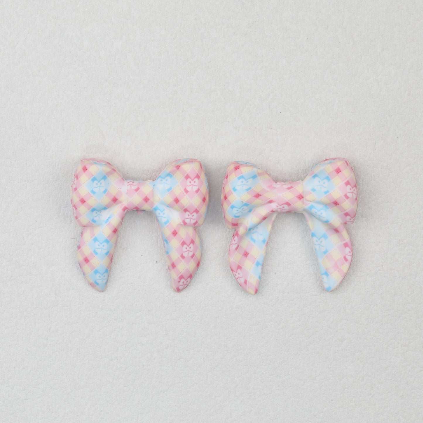 3D Printed Bow Shape Silicone Beads Colorful Pattern 10pcs 21