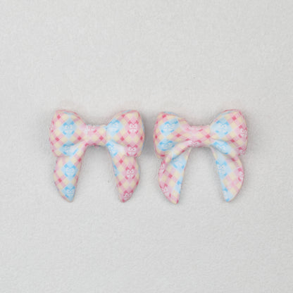 3D Printed Bow Shape Silicone Beads Colorful Pattern 10pcs 21