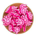 Silicone Focal Beads Cow Print Smile Wearing Hat 20pcs 2
