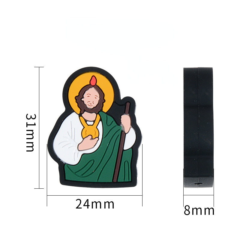 Silicone Focal Beads Religious Jesus Virgin Mary Detailed Figures 10pcs 6