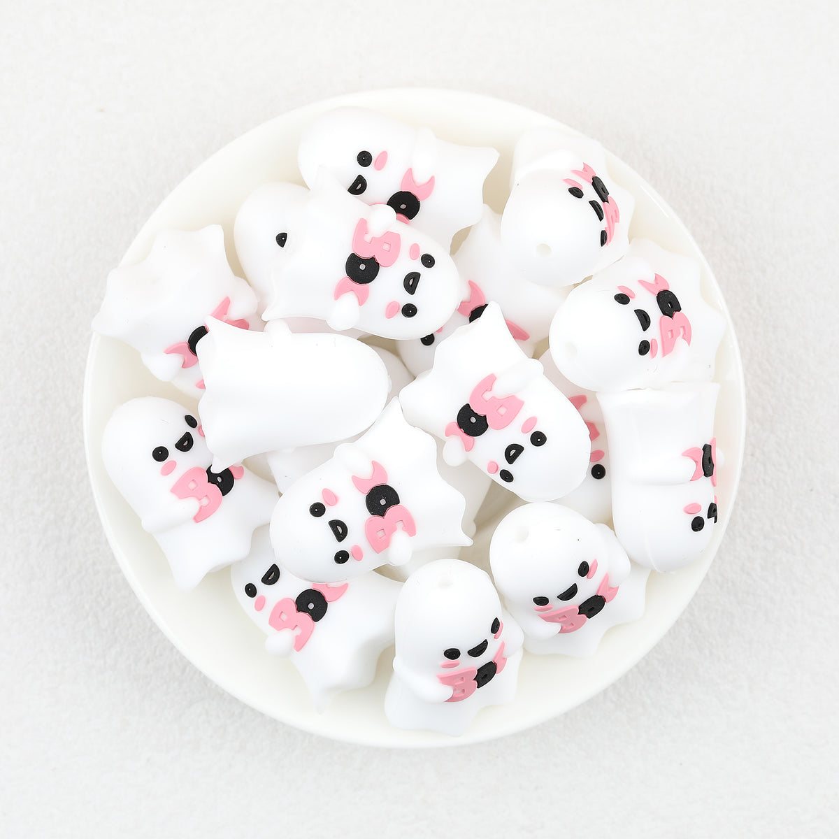  3D Halloween Pink BOO Ghost Silicone Focal Beads 20Pcs 2
