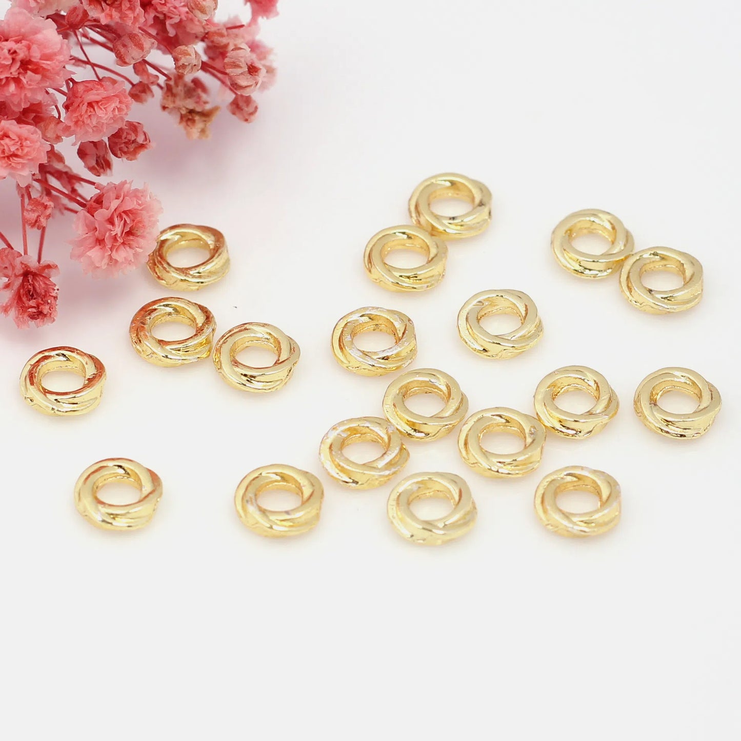 Brass Circle Spacer Beads 4*1.1mm 6*1.6mm Jute Rope Texture 100pcs 3