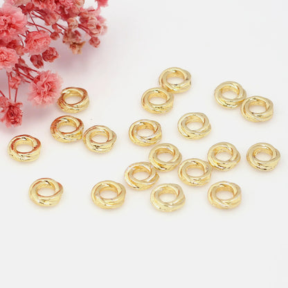Brass Circle Spacer Beads 4*1.1mm 6*1.6mm Jute Rope Texture 100pcs 3