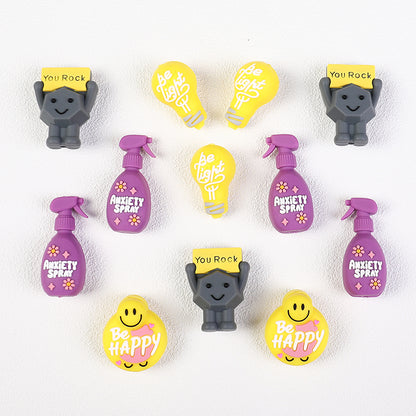 3D Silicone Focal Beads Motivational Icons Light Bulb Anxiety Spray Happy Face Rock 20pcs 5