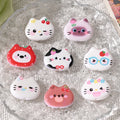 Cute Cat Head Printed Acrylic Beads 19mm 10pcs