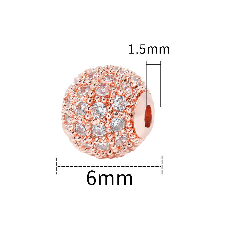 Fancy Zirconia Paved Brass Round Beads 6mm 8mm 10mm 30pcs 23