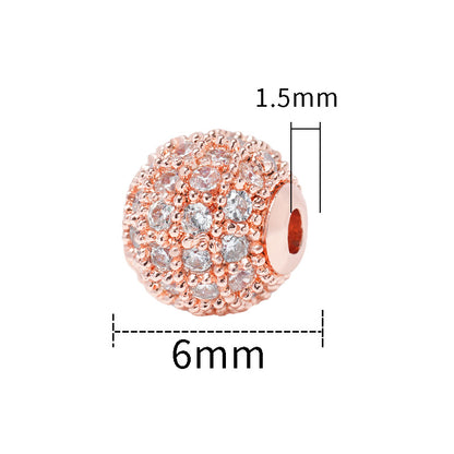 Fancy Zirconia Paved Brass Round Beads 6mm 8mm 10mm 30pcs 23