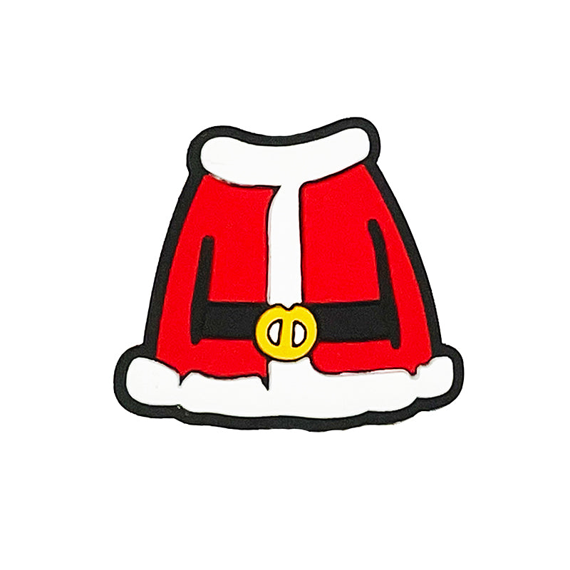 Silicone Focal Beads Christmas Clothing Red Coat White Trim 20pcs