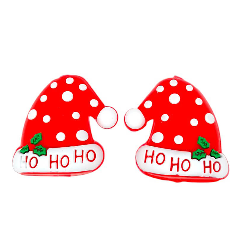 Silicone 3D Focal Beads Santa Hat Ho Ho Ho Green Leaf 1pcs