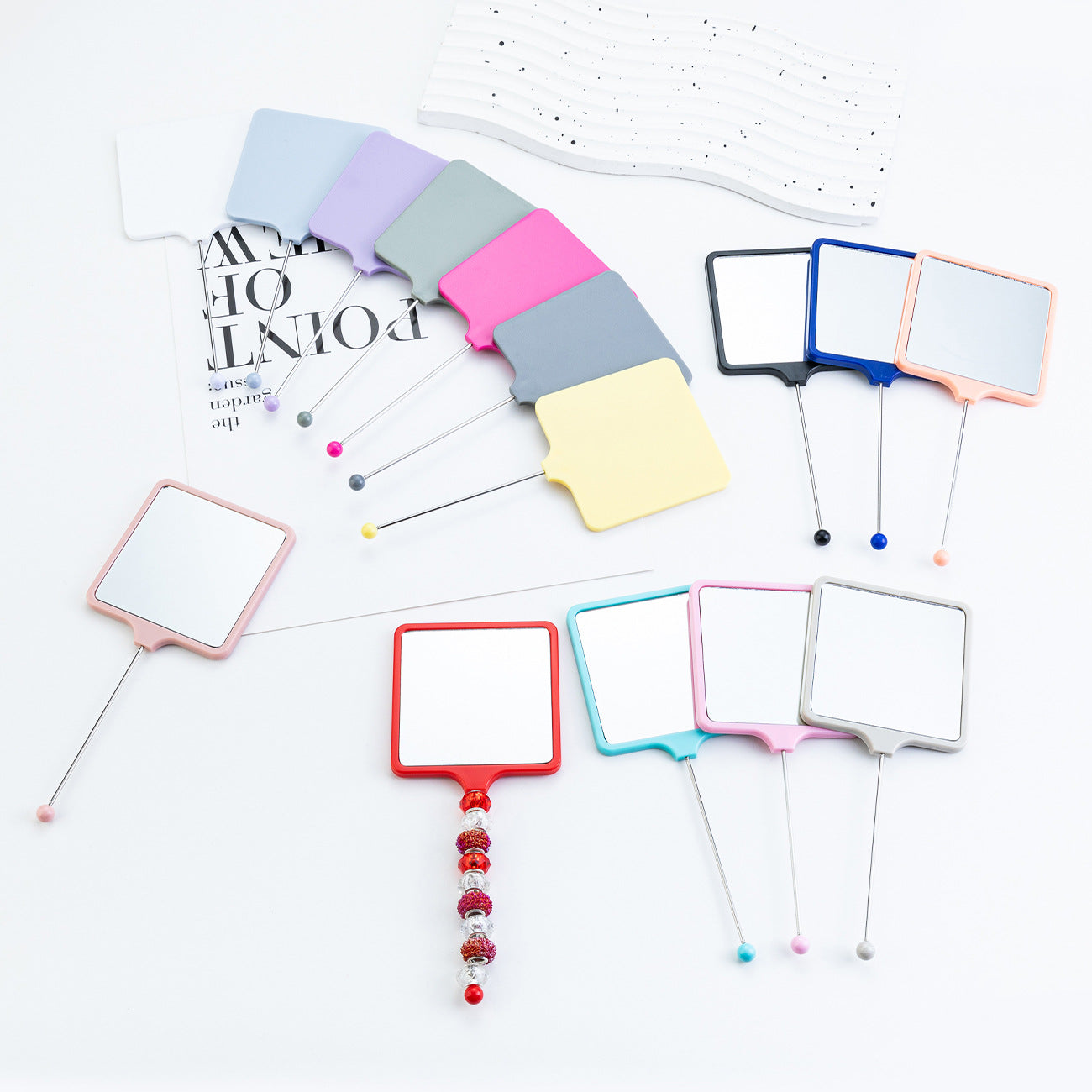 Beadable Plastic Mirrors Handheld Square