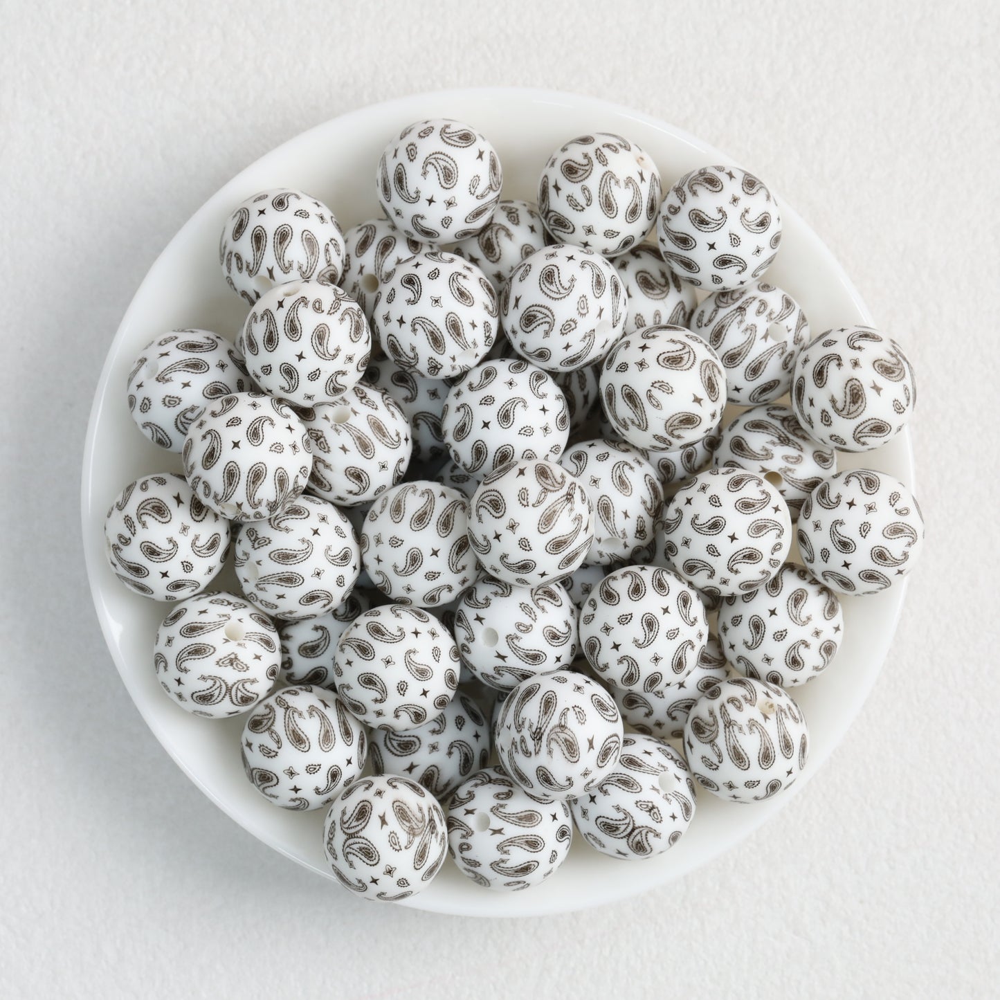 15mm Paisley Pattern Priented Silicone Round Beads 50pcs 8
