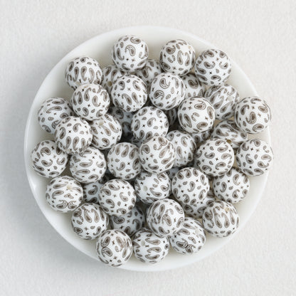 15mm Paisley Pattern Priented Silicone Round Beads 50pcs 8