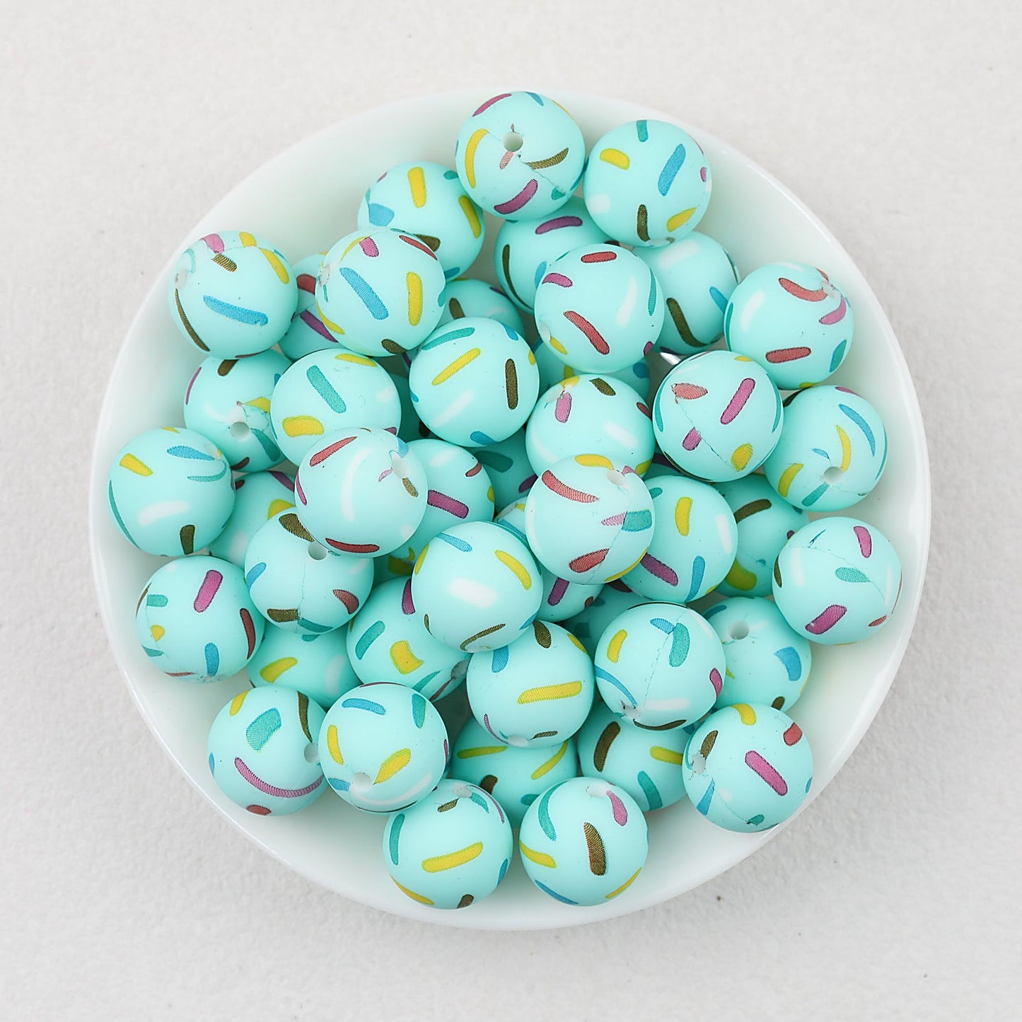 15mm Colorful Polka Dot Print Round Silicone Beads  50pcs - Candy Crush