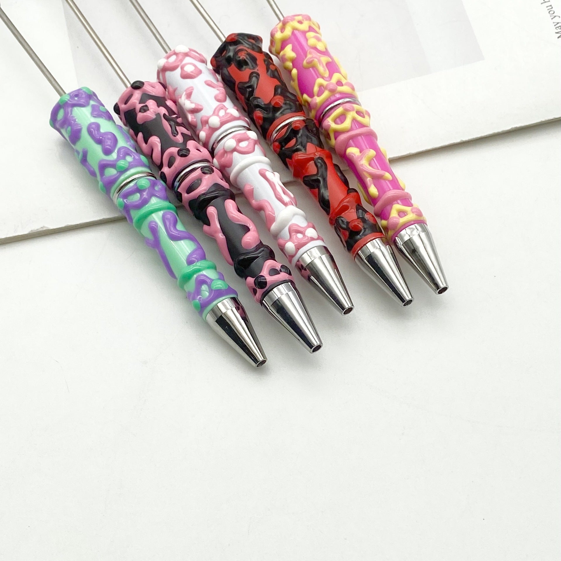 Beadable Pen Creative Candy Color Hand Painted Design  4