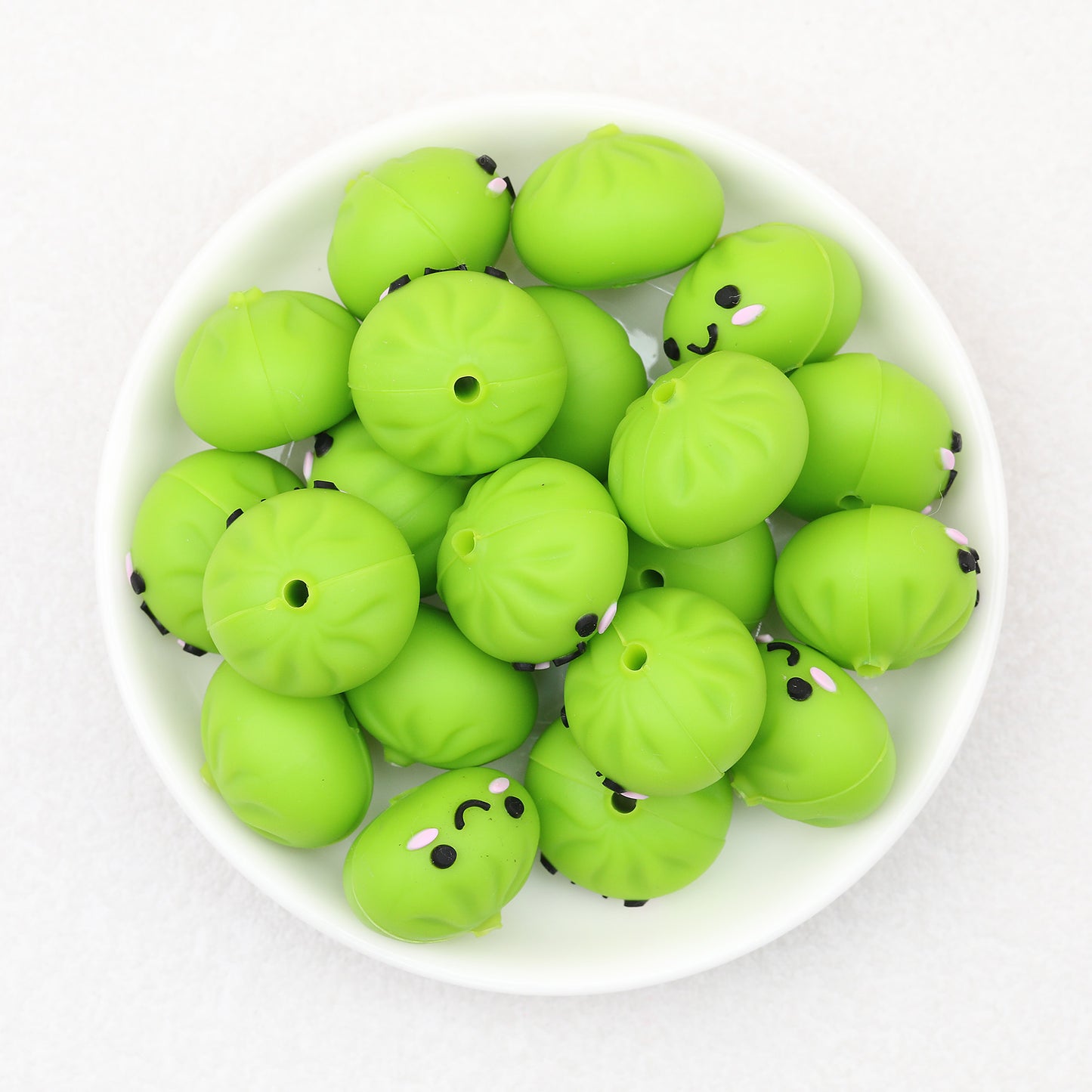 Colorful 18mm 3D Silicone Focal Beads Solid Colored Cute Smiling Buns 20pcs 10