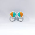Silicone 3D Focal Beads Brain Light Bulb Split Orange Blue 20pcs