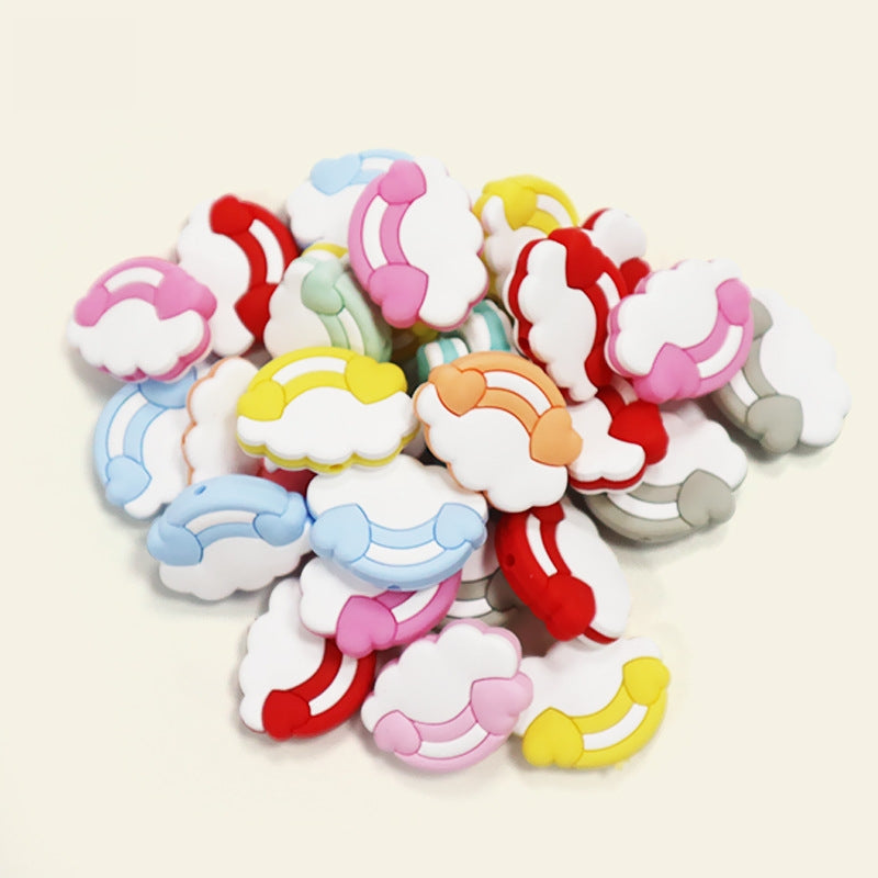 Silicone Focal Beads Cloud Rainbows Hearts Layered Design 20pcs 3