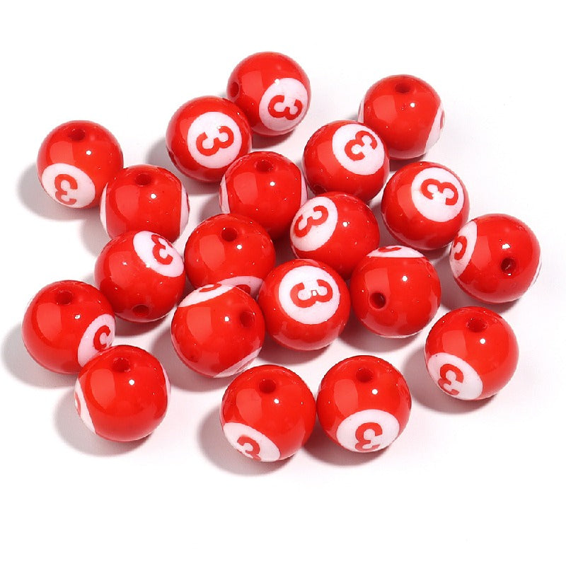 Colored Billiard Ball Round Acrylic Beads 16mm Glossy 10pcs 8