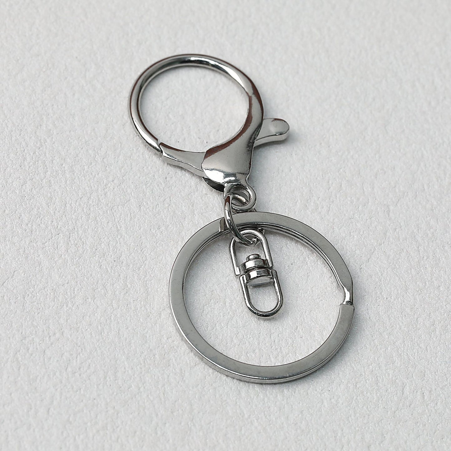 Zinc Alloy Lobster Clasp Keychain Hardware with Split Ring - Silver
