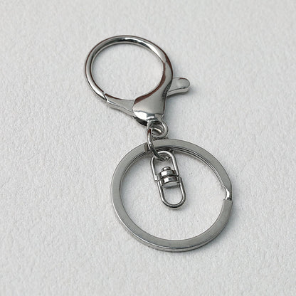 Zinc Alloy Lobster Clasp Keychain Hardware with Split Ring - Silver