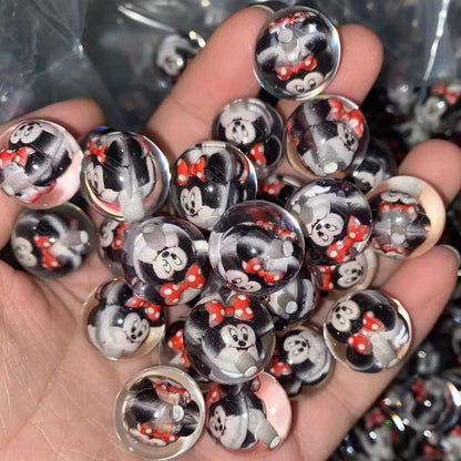 Clear Acrylic Round Beads 16mm Cartoon Figures 20pcs 7