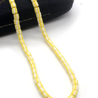 Cylindrical Clay Beads 6mm Two-Color Striped Matte Finish 10strands 630pcs 15