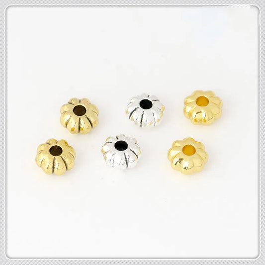 Alloy Flat Pumpkin Spacer Beads 5-7mm Striped Tibetan Style 100pcs
