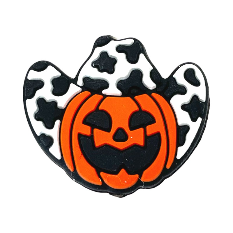 Silicone Focal Beads Halloween Pumpkin Cow Print Witch Hat 20pcs
