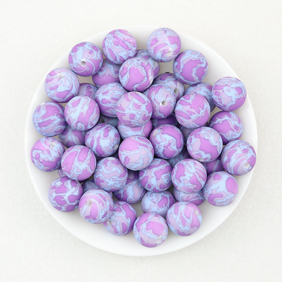 15mm Round Colorful Printed Silicone Beads 50pcs - Color 3