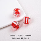 Transparent Dyed Core Acrylic Question Mark Cube Beads 20pcs 11mm 4