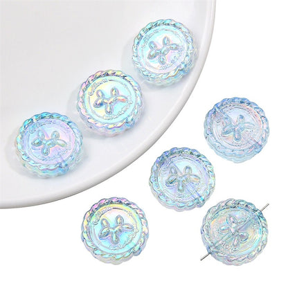 Flat Round Acrylic Beads 23mm Iridescent Puppy Wreath Design 8pcs 13