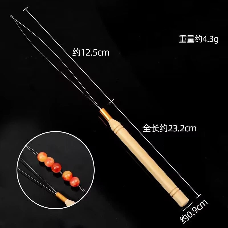 Jewelry Needle Hook Tools Wood Handle Fine Metal Loops 8pcs 14cm 8