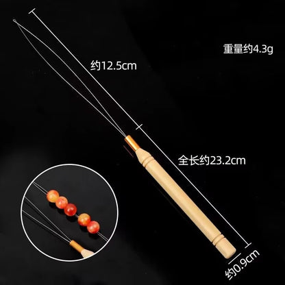 Jewelry Needle Hook Tools Wood Handle Fine Metal Loops 8pcs 14cm 8