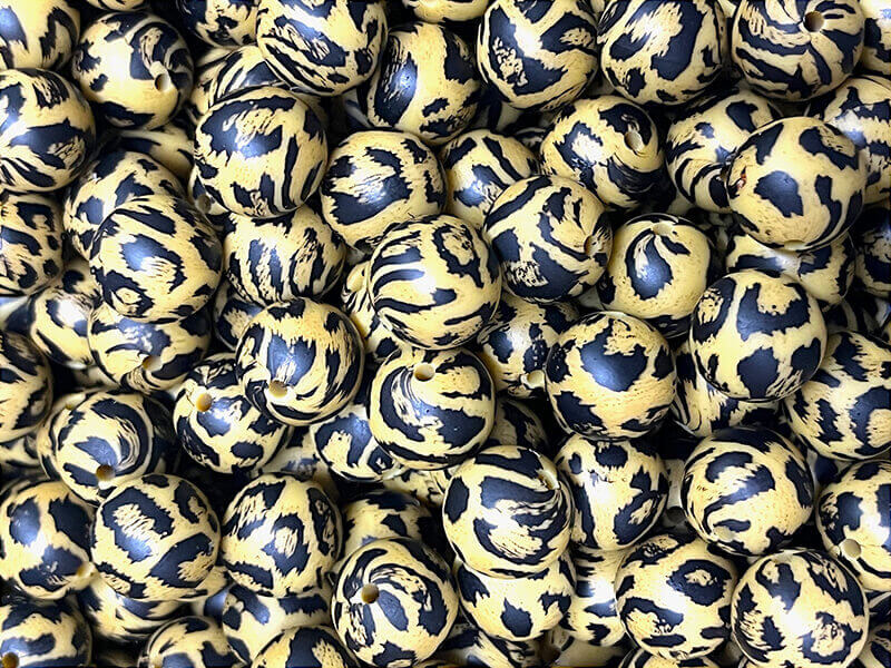 15mm Silicone Beads Leopard Print Animal Style 50pcs