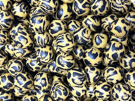 15mm Silicone Beads Leopard Print Animal Style 50pcs