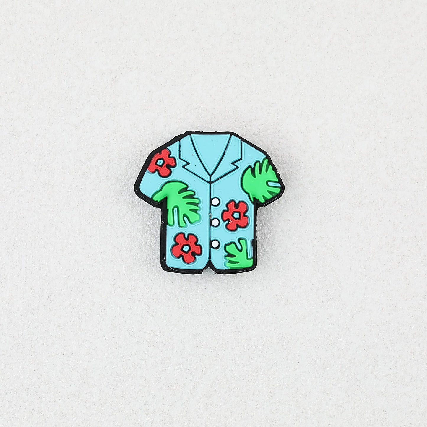 Summer Floral Pattern Shirt Silicone Focal Beads 20 pcs - Blue