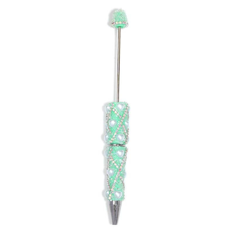 Beadable Pen with Rhinestone Pearl Chain Multicolor Rotating 5 Pcs 22
