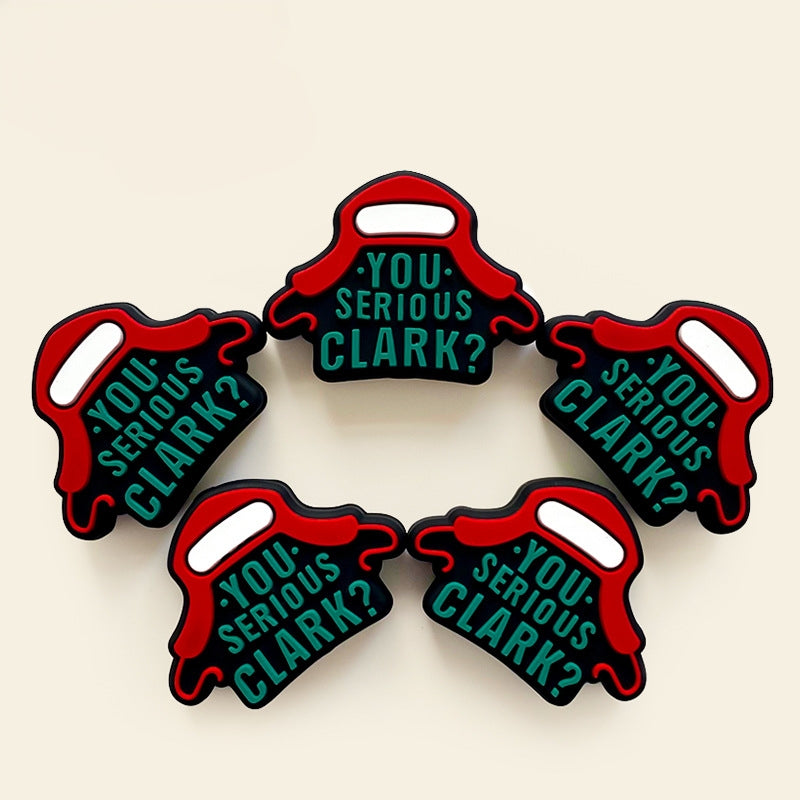 Silicone Focal Beads Christmas Work Hats YOU SERIOUS CLARK Text 20pcs