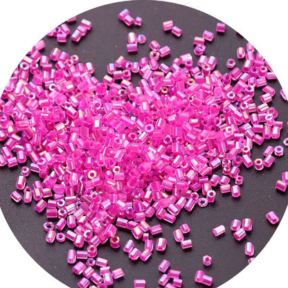 Iridescent Seed Bugle Glass Beads 3mm Mixed Colors 3000pcs 19