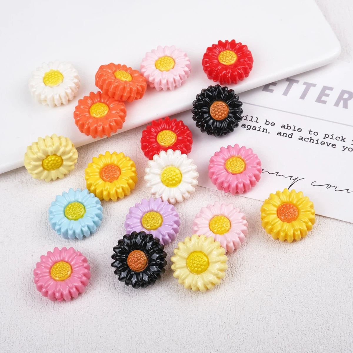 Sunflower Resin Beads 19mm Round Flower Shape 20pcs 3
