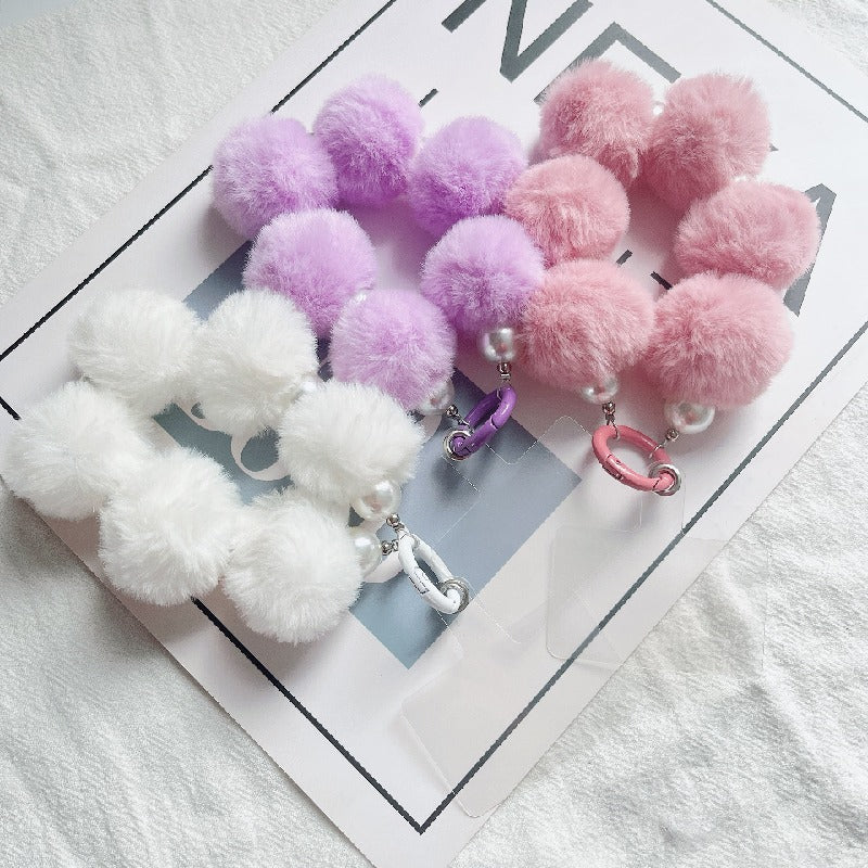 Beaded Ball Pearl Pom Pom Wristlet Keychain Colorful Pastel Neutrals 2