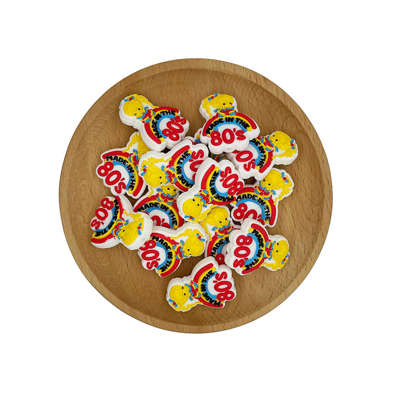 Silicone Focal Beads Rainbow Girl Made In The 80s Rainbow 20pcs 2