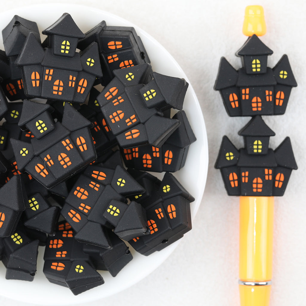  3D Halloween Haunted House Silicone Focal Beads 20Pcs