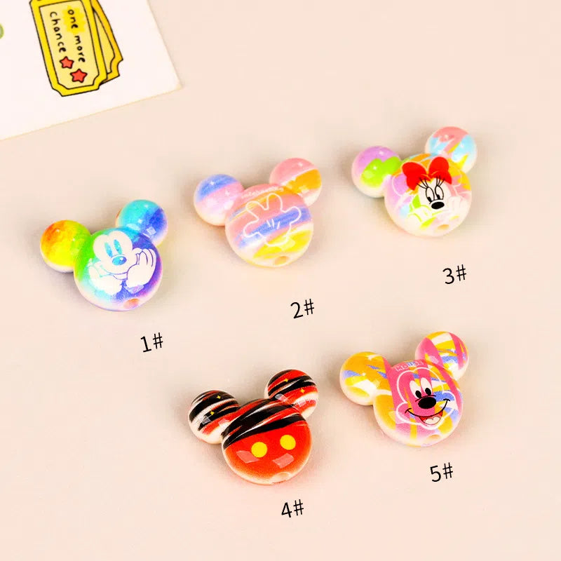 3D Rainbow Mickey Minnie Head Acrylic Beads 28mm 10pcs 6