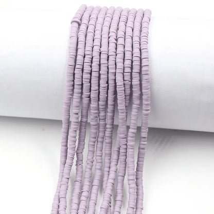 Flat Clay Beads 4mm Solid Color Polymer Disc 10strands 26