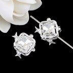 Rhinestone Alloy Star Frame Square Beads 23mm 5pcs 6