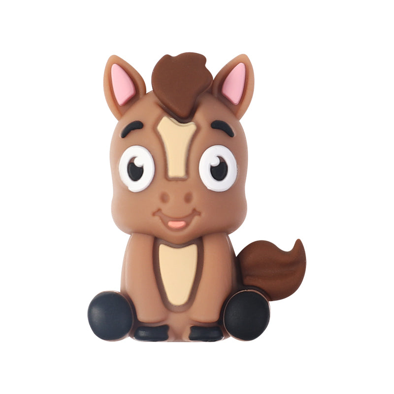 Silicone 3D Focal Beads Farm Animal Donkey Tuft of Hair 20pcs 12